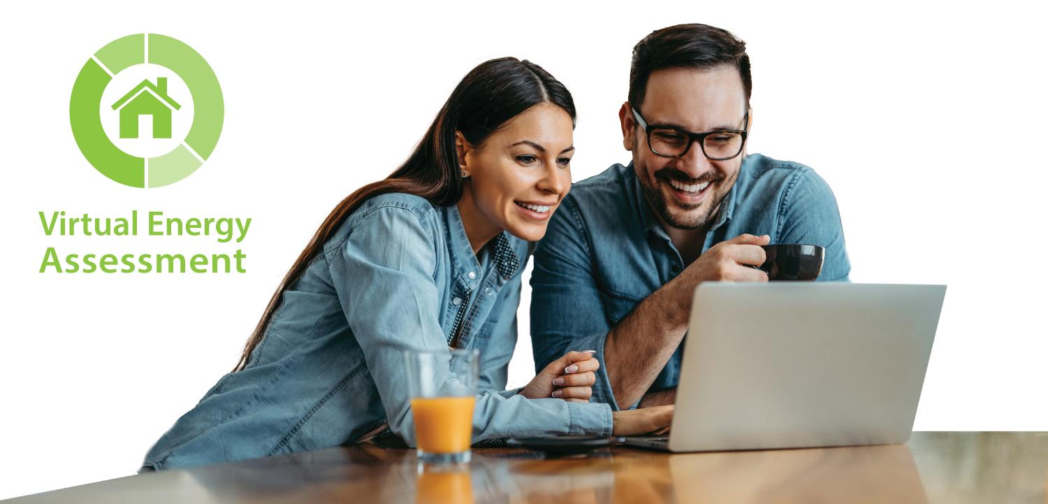 Virtual Energy Assessment couple performing check on laptop